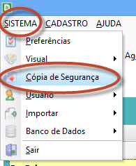Acesso à tela Cópia de Segurança
